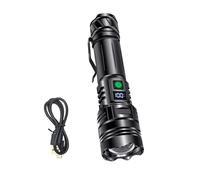 AMISENK Lampe de poche à faisceau réglable avec affichage de charge numérique en aluminium - Modes d'éclairage réglables pour les urgences - Lampe de poche portable en métal