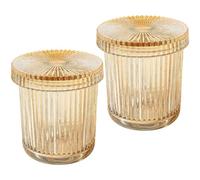 AMISENK Lot de 2 pots de rangement en verre transparent avec couvercles sécurisés pour salle de bain, chambre à coucher, bureau, organisation moderne d'accessoires de salle de bain