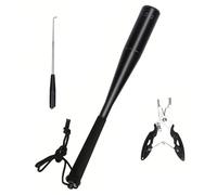 AMISENK Lot de 3 pinces en acier inoxydable pour enlever les hameçons et les chauves-souris - Outil multifonction pour la pêche en eau salée et eau douce