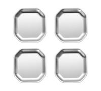 AMISENK Lot de 4 assiettes à dîner en métal doré/argenté - Assiettes stables en acier inoxydable pour servir à la maison et les réunions en plein air