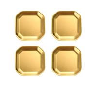 AMISENK Lot de 4 assiettes à dîner en métal doré/argenté - Assiettes stables en acier inoxydable pour servir à la maison et les réunions en plein air