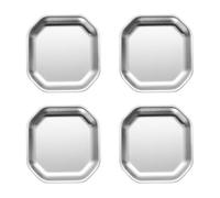 AMISENK Lot de 4 assiettes à dîner en métal doré/argenté - Assiettes stables en acier inoxydable pour servir à la maison et les réunions en plein air