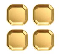 AMISENK Lot de 4 assiettes à dîner en métal doré/argenté - Assiettes stables en acier inoxydable pour servir à la maison et les réunions en plein air