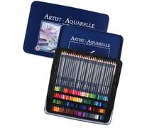 AMISENK Lot de crayons de couleur aquarelle avec pinceau fin en bois dans un étui en métal pour coloriage, croquis, crayons de couleur vive