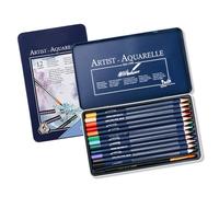 AMISENK Lot de crayons de couleur aquarelle avec pinceau fin en bois dans un étui en métal pour coloriage, croquis, crayons de couleur vive