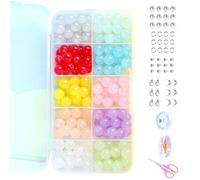 AMISENK Lot de perles en verre de 8 mm pour projets de bijoux, embellissements, accessoires, parfaits pour bracelets et autres travaux manuels