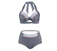 AMISENK Maillot de bain élégant pour femme à rayures basses - Bonne élasticité - Pour filles, femmes, épouse, sœur, 2 pièces, bas à bretelles réglables