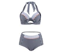 AMISENK Maillot de bain élégant pour femme à rayures basses - Bonne élasticité - Pour filles, femmes, épouse, sœur, 2 pièces, bas à bretelles réglables