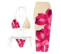 AMISENK Maillot de bain tankini imprimé floral pour femme avec bas jupe et haut noué pour un style confortable