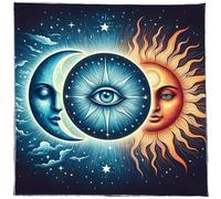 AMISENK Nappe de tarots, motif fleur, soleil, astrologie, autel, tissu de divinations, nappe de table, tapisserie, fournitures de sorcellerie, motif floral, soleil, nappe de carte de tarots, nappe