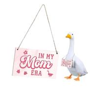 AMISENK Panneau de sécurité en bois de pin résistant aux intempéries avec illustration d'oies ludiques pour plus de durabilité Décoration extérieure Panneau de garde de jardin familial