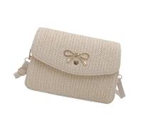 AMISENK Petit sac carré en paille - Sac à bandoulière tendance avec sangle réglable - Sac à bandoulière pour les fêtes et l'amélioration des tenues - Sac à bandoulière décontracté et tendance, blanc