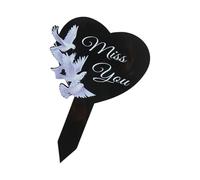 AMISENK Plaques commémoratives gravées en forme de cœur pour une utilisation en extérieur Souvenirs de condoléances Papa Maman Marqueur de tombe en acrylique Décoration commémorative Cadeaux pour la