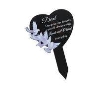 AMISENK Plaques commémoratives gravées en forme de cœur pour une utilisation en extérieur Souvenirs de condoléances Papa Maman Marqueur de tombe en acrylique Décoration commémorative Cadeaux pour la