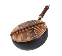 AMISENK Poêle professionnelle à fond plat en acier au carbone de 24 cm pour sauter rapidement et préparer des repas familiaux