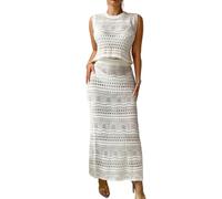 AMISENK Robe de maillot de bain en crochet pour femme - Cache-maillot de bain en crochet - Robe de bikini creux - Ensemble de maillots de bain