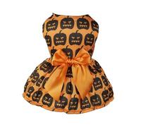 AMISENK Robe pour chien en forme de citrouille pour petit animal de compagnie avec nœud imprimé jupe pour Halloween, costume pour bichon, chat, pull pour chien, robe de festival pour animaux de
