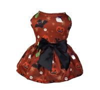 AMISENK Robe pour chien en forme de citrouille pour petit animal de compagnie avec nœud imprimé jupe pour Halloween, costume pour bichon, chat, pull pour chien, robe de festival pour animaux de