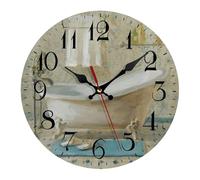 AMISENK Rustics Horloge murale à piles silencieuse sans tic-tac Horloge décorative pour cuisine, salle de bain, salon, horloges à piles