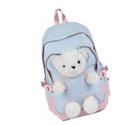 AMISENK Sac à dos style japonais avec motif ours pour lycéens - Tissu en nylon - Intérieur spacieux - Sac d'école pour les universitaires - Compartiments spacieux - Sac d'étude pour étudiants, b