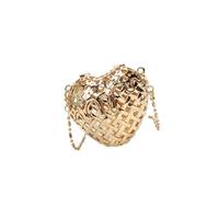 AMISENK Sac à main à bandoulière en forme de cœur creux en métal pour diverses occasions et voyage, doré, One Size