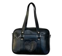AMISENK Sac d'école japonais pour étudiantes femmes grande capacité épaule cœur messagers PU shopping femmes Ita grands messagers animes cœur épaule école japonaise, Noir , One Size