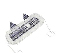 AMISENK Serre-tête en dentelle à carreaux avec longues oreilles pour cosplay, décoration de cheveux, événement, fête, tissu à carreaux