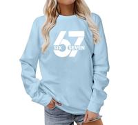 AMISENK Six Seven Numbers 6 7 Design Automne Hiver Unisexe Streetwear Sweat à Capuche Pull Drôle Vêtements Femmes Tops Doux Usage quotidien Mode Hiver Vêtements, bleu ciel, XL