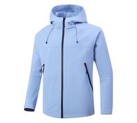 AMISENK Vestes d'extérieur résistantes à l'eau pour femmes, coupe-vent léger avec doublure respirante, manteau à capuche à manches longues, manteau résistant à l'eau pour femmes, bleu, XL