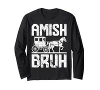 Amish Bruh Horse and Buggy Vintage Country Road Vibes Manche Longue