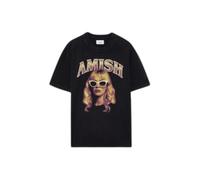 Amish, Homme, Tops, Noir, Taille: M Long Hair Marmo Broken Muscle Tee