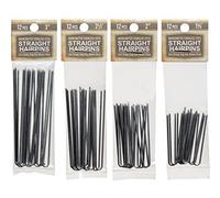 Amish Valley Products Straight Hairpin Variety Stainless Steel Silver Heavy Duty Snagless Hairpins 4 Packs of 12 Handmade Hair Pin