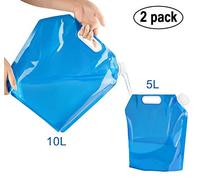 amison Lot de 2 jerricans pliables et portables pour l’eau potable (5 l + 10 l) Convient pour la randonnée, le camping, le pique-nique, les voyages, le barbecue