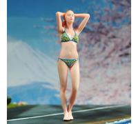 AMITD 1/64 Échelle Action Figure Bikini Femme Été Plage Fille avec Tête Tactile Posture Cheveux Jaune Peint à la Main Petite Personne Figure Modèle