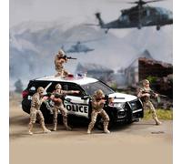 AMITD 1/64 Scale Action Figure Model Desert Camouflage SWAT Team of Five Hand Painted Miniature Figure