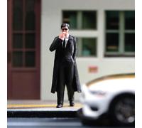 AMITD 1/87 Scale Miniature Figurine Hero Man Black Trench Coat Lunettes de soleil peintes à la main Figurine d'action