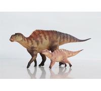 AMITD Échelle 1:35 Maiasaura Mother and Son Modèle Dinosaure Animal Action Figure Décor Scène Cadeau d'anniversaire (rouge avec boîte)