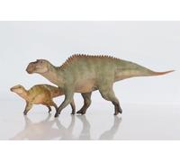 AMITD Échelle 1:35 Maiasaura Mother and Son Modèle Dinosaure Animal Action Figurine Décor Scène Cadeau d'anniversaire (vert avec boîte)