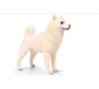 AMITD Grand Shiba Inu Akita Chien Modèle Solide Simulation Animal Collector Ornements Fait à la Main Cadeau (Blanc)