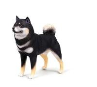 AMITD Grand Shiba Inu Akita Chien Modèle Solide Simulation Animal Collector Ornements Fait à la Main Cadeau (Noir)