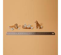 AMITD JXK Lot de 3 mini figurines de chien Shiba Inu pour décoration de tableau de bord Miniature Chien Décoration de gâteau Cadeaux pour femmes Mère Anniversaire