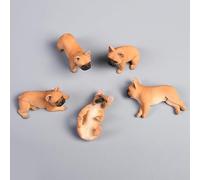 AMITD JXK Lot de 5 mini figurines de chien bouledogue français pour décoration de tableau de bord Bulldog miniature Bulldog Décoration de gâteau Cadeaux pour femmes Mère Anniversaire