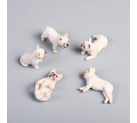 AMITD JXK Lot de 5 mini figurines de chien bouledogue français pour décoration de tableau de bord Bulldog miniature Bulldog Décoration de gâteau Cadeaux pour femmes Mère Anniversaire