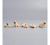 AMITD JXK Lot de 5 mini figurines de chien bouledogue français pour décoration de tableau de bord Bulldog miniature Bulldog Décoration de gâteau Cadeaux pour femmes Mère Anniversaire