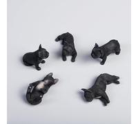 AMITD JXK Lot de 5 mini figurines de chien bouledogue français pour décoration de tableau de bord Bulldog miniature Bulldog Décoration de gâteau Cadeaux pour femmes Mère Anniversaire
