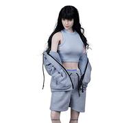 AMITD SA Toys SA023 1/6 échelle cool rue mode sport style sweat à capuche gilet court trois pièces costume pour femmes sexy 30,5 cm poupée d'action collectable figurine A