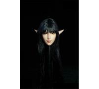 AMITD Sculpture de tête de beauté elfe fille à échelle 1/6 - Peau plantée - Pour collection de corps d'action de 30,5 cm (cheveux longs noirs)