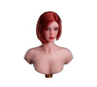 AMITD Tête de femme 1/6 Sculpte de tête asiatique aux yeux rouges Squew Bang Rouge Tête de cheveux courte pour Phicen, 30,5 cm, figurine d'action TBLeague Body Collection