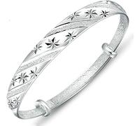 Amitié Bracelets Argent Bracelets Femmes 925 Argent Ajustable Manchette Bracelet Etoiles Bracelet, Silver