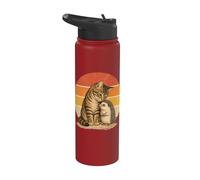 Amitié Chat et Hérisson Meilleurs Amis Stainless Steel Insulated Water Bottle